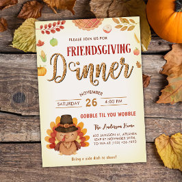Rustieke Herfst Pompoen Gobble Friendsgiving Diner Kaart