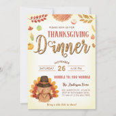 Rustieke Herfst Pompoen Gobble Thanksgiving Diner Kaart (Voorkant)