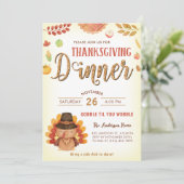 Rustieke Herfst Pompoen Gobble Thanksgiving Diner Kaart (Staand voorkant)