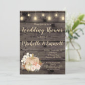 Rustieke Herfst Pompoen Gold Wedding Shower Invita Kaart (Staand voorkant)
