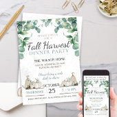 Rustieke Herfst pompoen groen diner Kaart