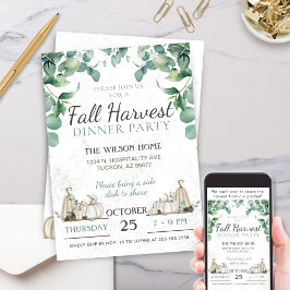 Rustieke Herfst pompoen groen diner Kaart