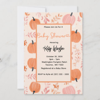 Rustieke Herfst Pompoen Herfst Baby shower Kaart