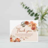 Rustieke Herfst Pompoen Herfst Bloemachtige Bruilo Bedankkaart (Staand voorkant)