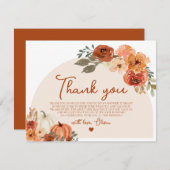 Rustieke Herfst Pompoen Herfst Bloemachtige Bruilo Bedankkaart (Voorkant / Achterkant)