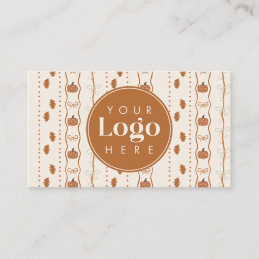 Rustieke Herfst Pompoen Herfst Custom Logo QR Code Visitekaartje (Voorkant)