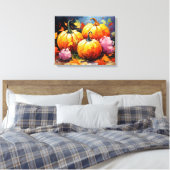 Rustieke Herfst Pompoen Kleurrijke Herfstbladeren Canvas Afdruk (Insitu (Slaapkamer))
