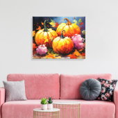 Rustieke Herfst Pompoen Kleurrijke Herfstbladeren Canvas Afdruk (Insitu (Woonkamer))