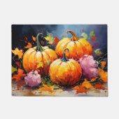 Rustieke Herfst Pompoen Kleurrijke Herfstbladeren Deurmat (Voorkant)