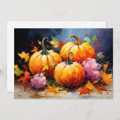 Rustieke Herfst Pompoen Kleurrijke Herfstbladeren Feestdagenkaart (Voorkant / Achterkant)