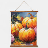 Rustieke Herfst Pompoen Kleurrijke Herfstbladeren Hangend Wandkleed (Voorkant)