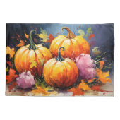 Rustieke Herfst Pompoen Kleurrijke Herfstbladeren Kussensloop (Achterkant)