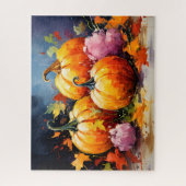 Rustieke Herfst Pompoen Kleurrijke Herfstbladeren Legpuzzel (Verticaal)