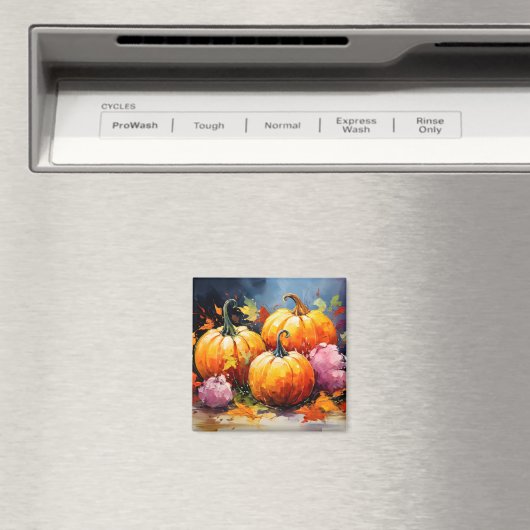 Rustieke Herfst Pompoen Kleurrijke Herfstbladeren Magneet (Insitu (Vaatwasser))