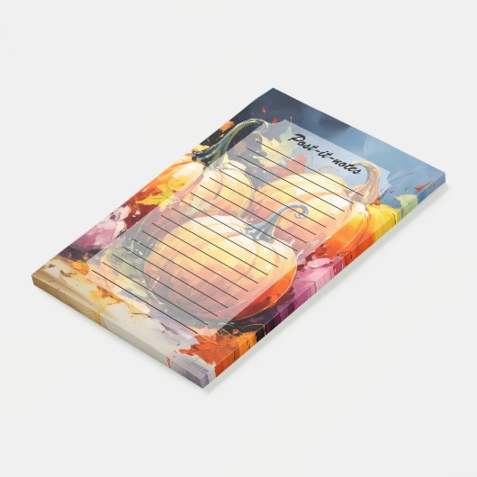 Rustieke Herfst Pompoen Kleurrijke Herfstbladeren Post-it® Notes (Schuin)