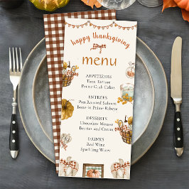 Rustieke Herfst Pompoen Plaid Thanksgiving Diner M Menu