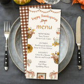 Rustieke Herfst Pompoen Plaid Thanksgiving Diner M Menu