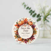 Rustieke Herfst Pompoen Ronde Save the Date Kaart (Staand voorkant)