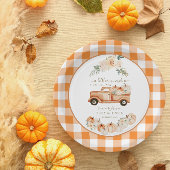 Rustieke Herfst Pompoen Truck Plaid Baby shower Papieren Bordje
