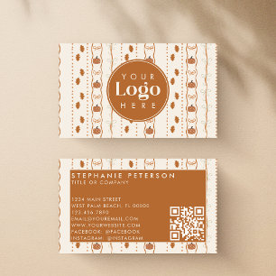 Rustieke Herfst Pompoen Val Maatwerk Logo QR Code Visitekaartje
