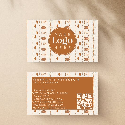 Rustieke Herfst Pompoen Val Maatwerk Logo QR Code Visitekaartje