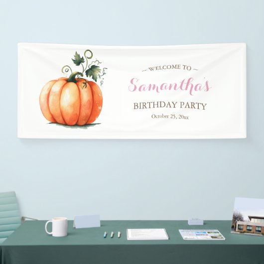 Rustieke Herfst Pompoen Verjaardagsbanner Spandoek (Beurs)