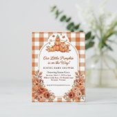 Rustieke herfst pompoen vos babyshower uitnodiging (Staand voorkant)