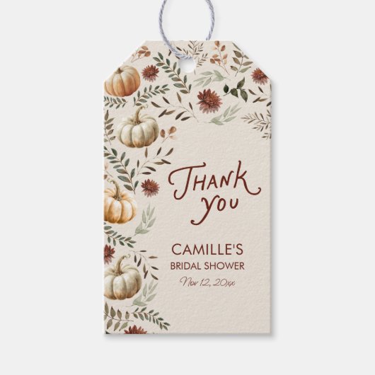 Rustieke Herfst Pompoen Vrijgezellenfeest Favoriet Cadeaulabel (Voorkant)