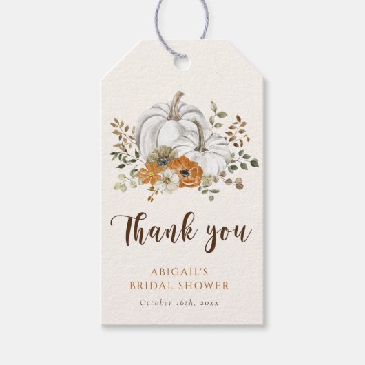 Rustieke Herfst pompoen Vrijgezellenfeest gunst Cadeaulabel (Voorkant)