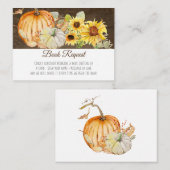 Rustieke Herfst Pompoen Zonnebloem Hout Boek Aanvr Informatiekaartje (Voorkant / Achterkant)