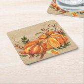 Rustieke Herfst pompoenen bladeren Kartonnen Onderzetters (Schuin)