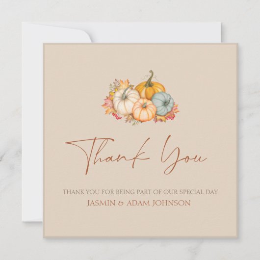 Rustieke Herfst Pompoenen bruiloft dank u kaart (Voorkant)