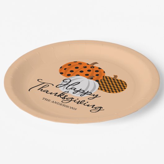 Rustieke Herfst Pompoenen Custom Happy Thanksgivin Papieren Bordje (Gekanteld)
