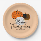 Rustieke Herfst Pompoenen Custom Happy Thanksgivin Papieren Bordje (Voorkant)