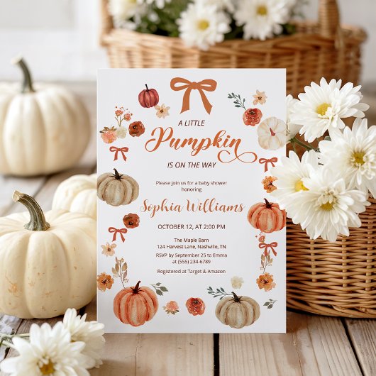 Rustieke Herfst Pompoenen en Bogen Baby shower Kaart