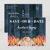 Rustieke Herfst Pompoenen Save Our Date Aankondigingskaart (Voorkant / Achterkant)