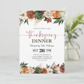 Rustieke Herfst Pompoenen Thanksgiving Diner Kaart (Staand voorkant)