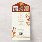 Rustieke Herfst QR Code Trouwkaart All In One Uitnodiging (Binnen)