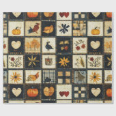 Rustieke herfst quilt patroon | lappendeken cadeaupapier (Vlak)