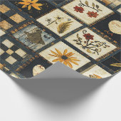 Rustieke herfst quilt patroon | lappendeken cadeaupapier (Hoek)