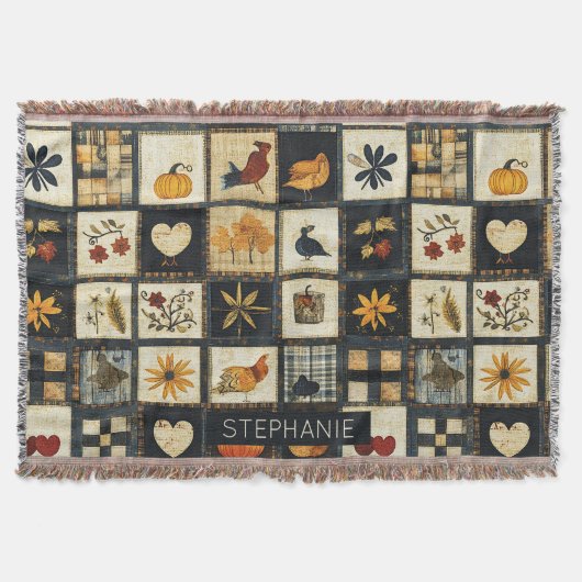 Rustieke herfst quilt patroon | lappendeken deken (Voorkant)