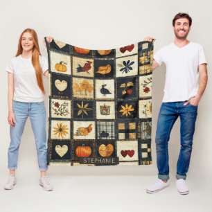 Rustieke herfst quilt patroon lappendeken fleece deken