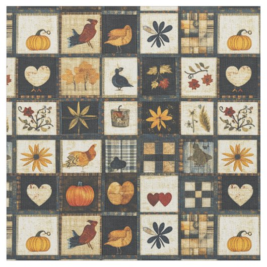 Rustieke herfst quilt patroon | lappendeken stof (Close Up)