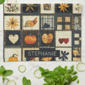 Rustieke herfst quilt patroon | lappendeken theedoek (Gevouwen)