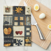 Rustieke herfst quilt patroon | lappendeken theedoek (Quarter Fold)