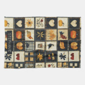 Rustieke herfst quilt patroon | lappendeken theedoek (Horizontaal)