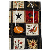 Rustieke herfst quilt patroon | Oogst Folk Motieve Medium Cadeauzakje (Voorkant)
