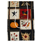 Rustieke herfst quilt patroon | Oogst Folk Motieve Medium Cadeauzakje (Achterkant)