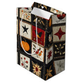 Rustieke herfst quilt patroon | Oogst Folk Motieve Medium Cadeauzakje (Achterkant Gekanteld)