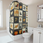 Rustieke herfst quiltpatroon | Boerderij patchwork Douchegordijn (In situ)